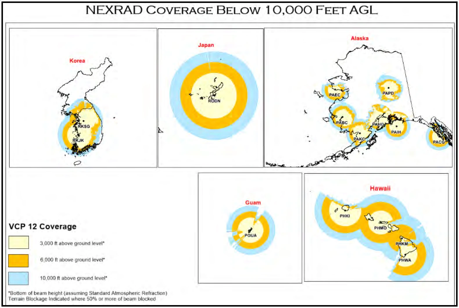 Figure 24-10. Additional Locations of WSR-88D Weather Radar and Coverage Outside of the CONUS