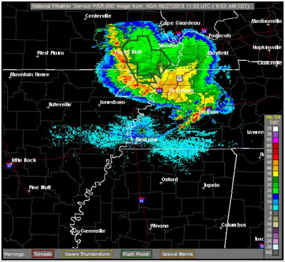 Figure 24-12. WSR-88D Weather Radar Composite Reflectivity, Single-Site Product Example