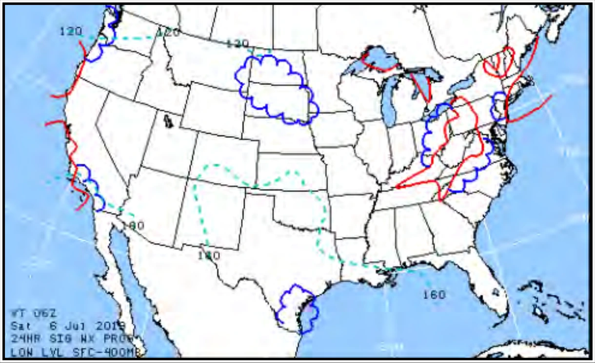 Figure 27-10. 12-Hour Low-Level SIGWX Chart—Example