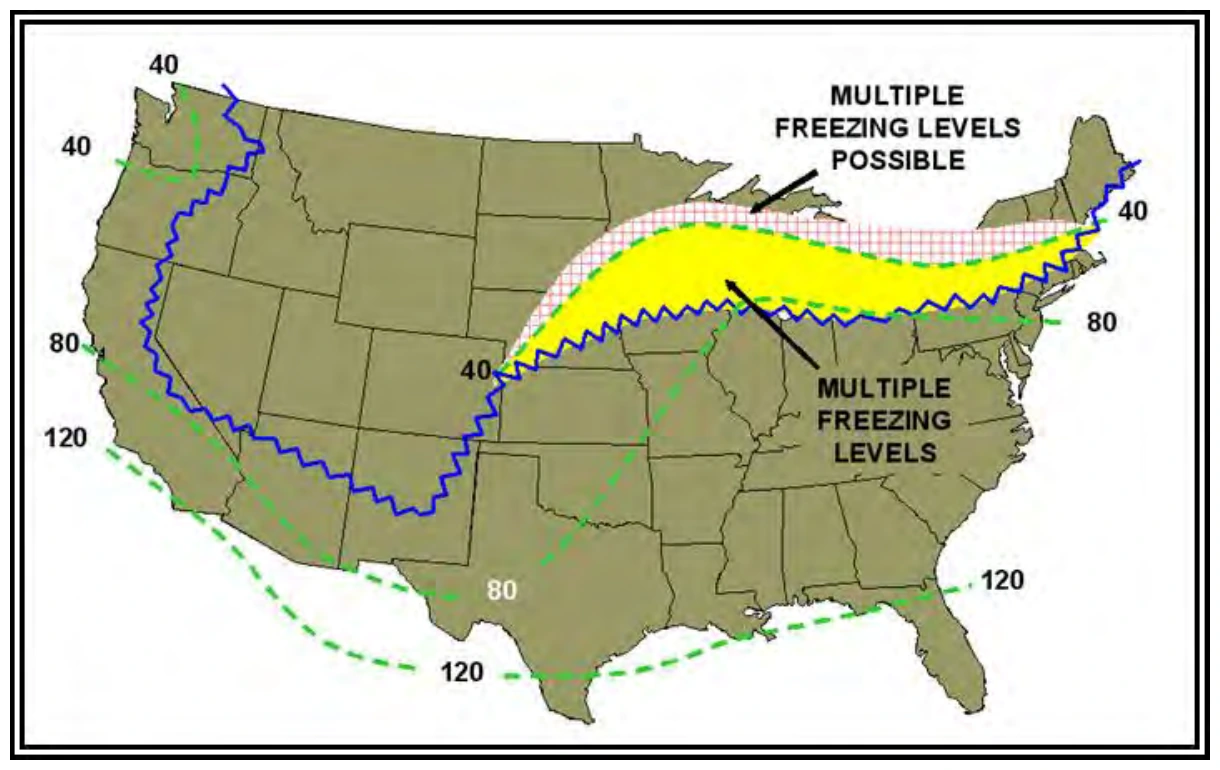 Figure 27-15. Low-Level SIGWX Chart Multiple Freezing Levels—Example