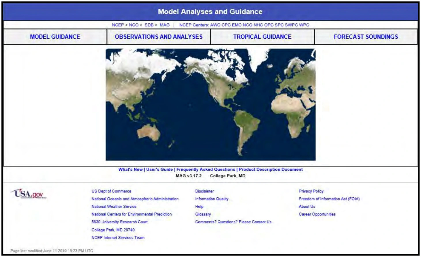 Figure 27-26. NWS NCO Model Analyses and Guidance Website