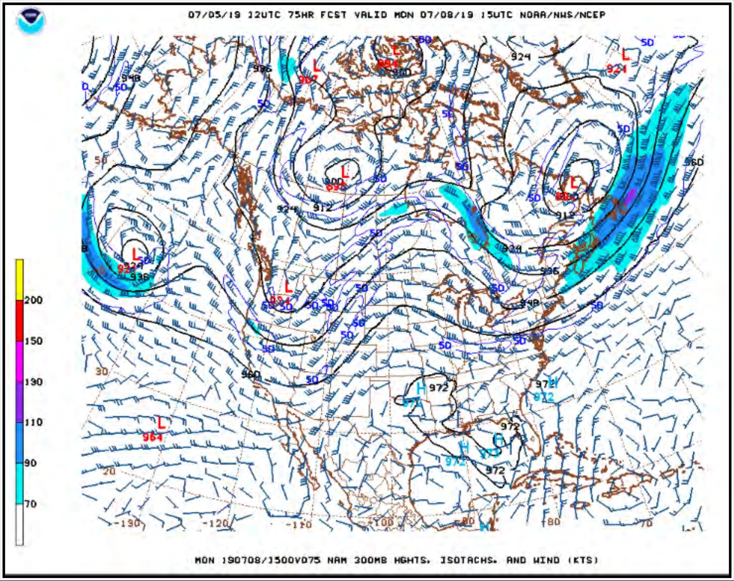 Figure 27-27. 300 mb Constant Pressure Forecast—Example