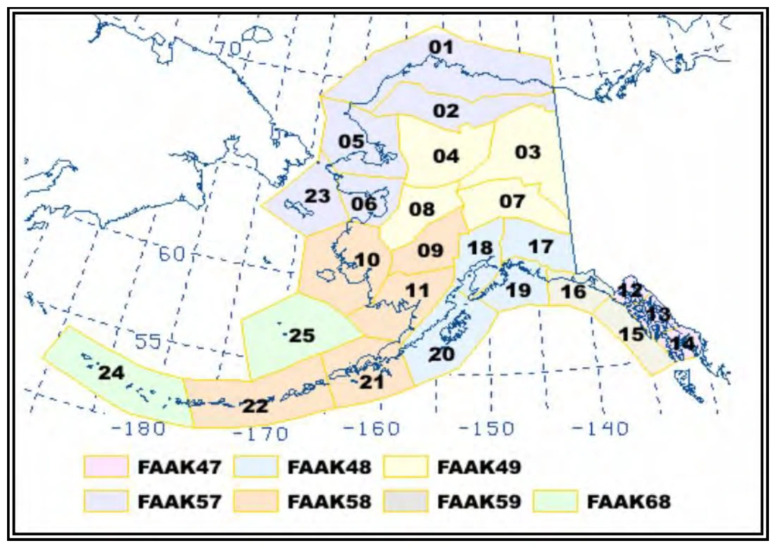 Figure 27-3. AAWU Flight Advisory and FA Zones—Alaska