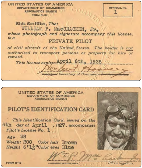 Figure 1-8. The first pilot license was issued to William P. MacCracken, Jr.
