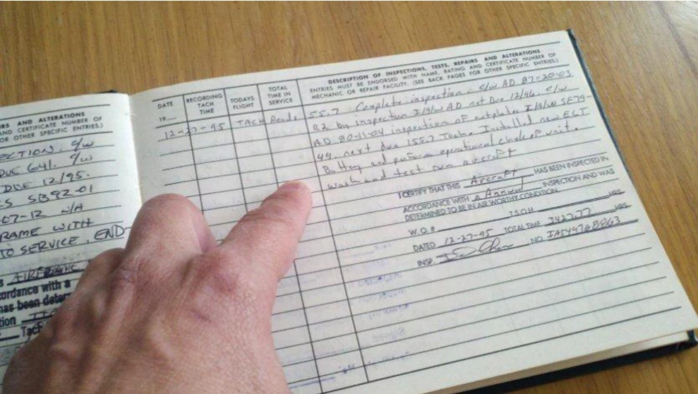 Figure 2-1. Pilots should view the aircraft’s maintenance logbook prior to flight to ensure the aircraft is safe to fly.