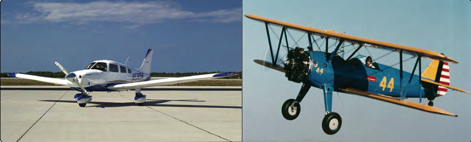 Monoplane (left) and biplane (right).