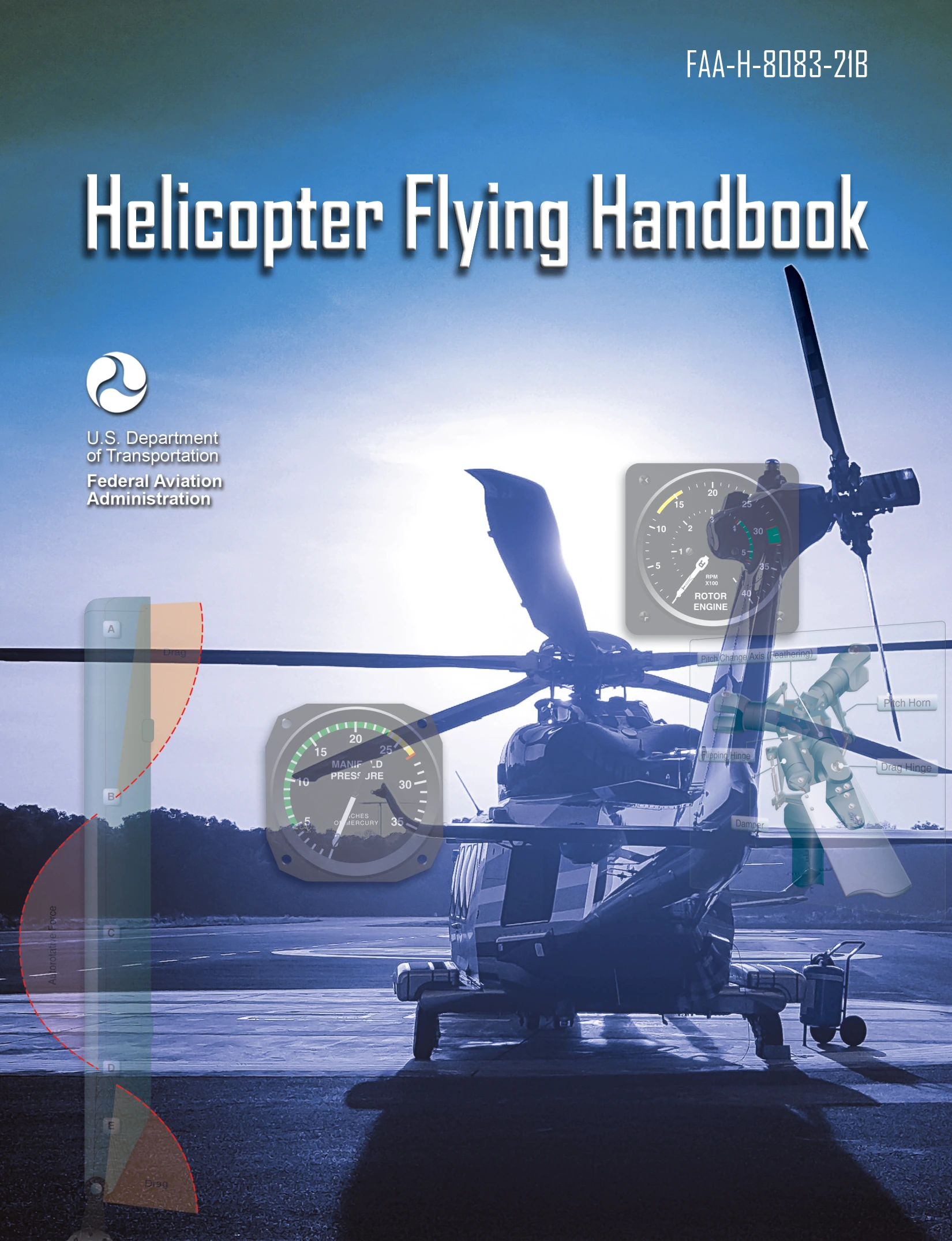 Front cover of the Helicopter Flying Handbook, FAA-H-8083-21B.