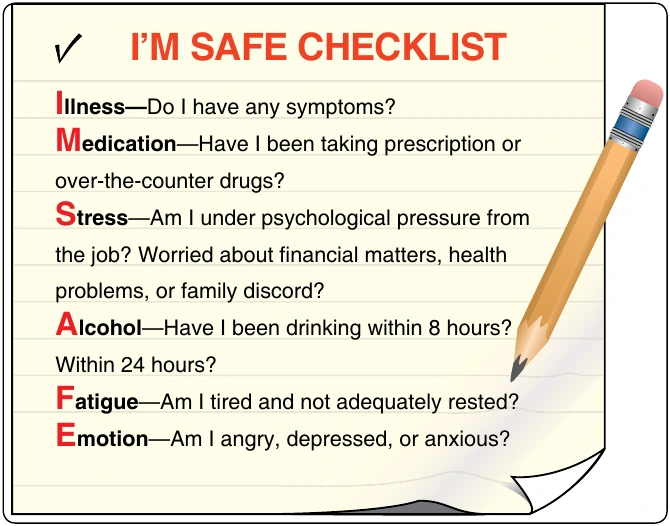 Figure 13-3. I’M SAFE checklist.