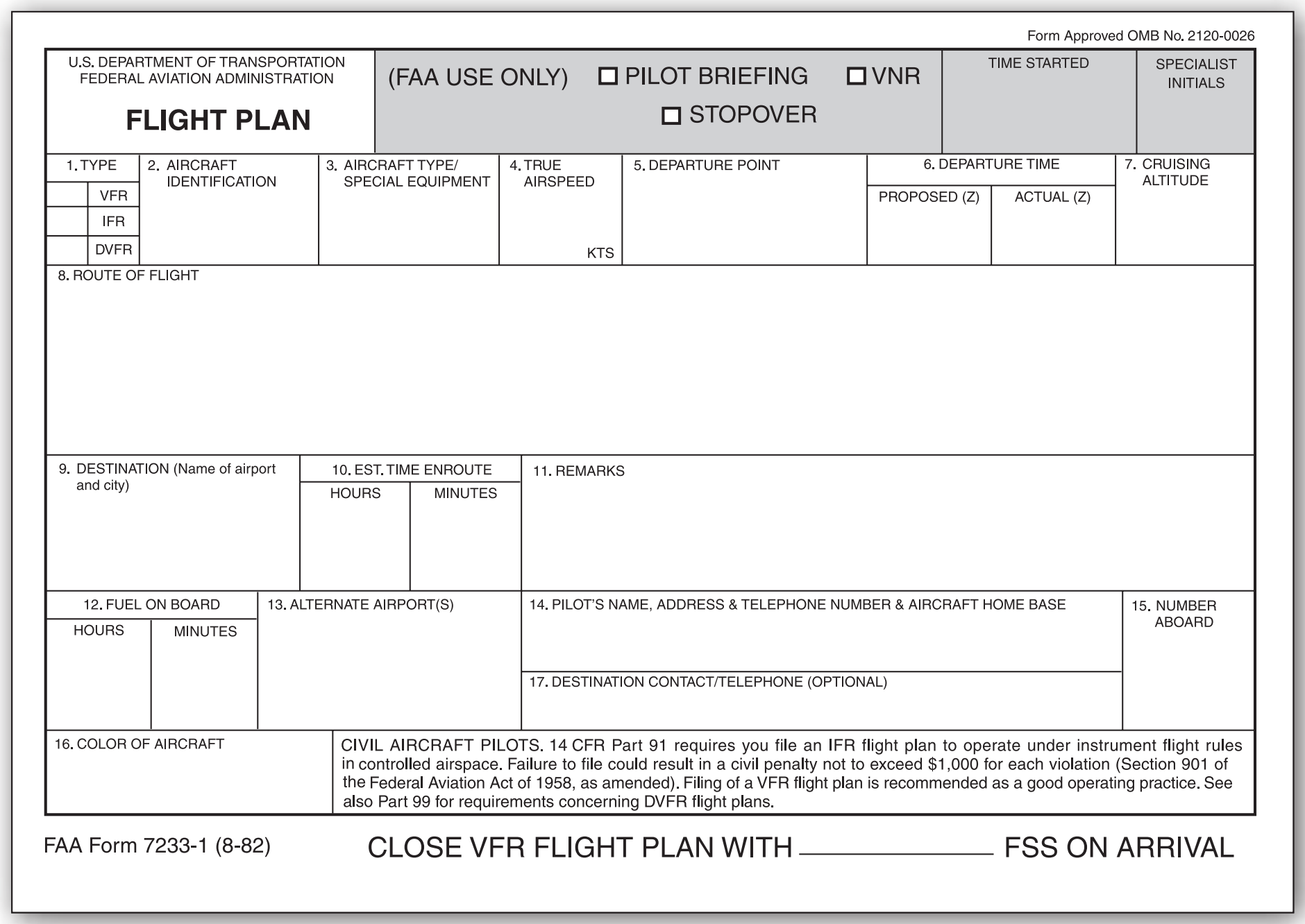 Figure 10-1. Flight plan form.