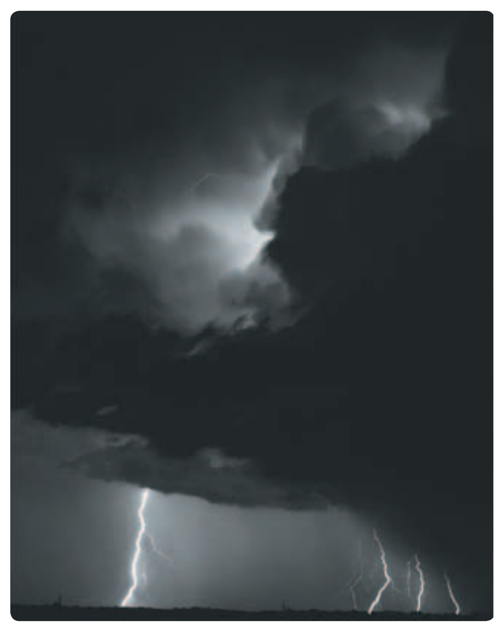 Figure 10-16. A thunderstorm packs just about every weather hazard known to aviation into one vicious bundle.