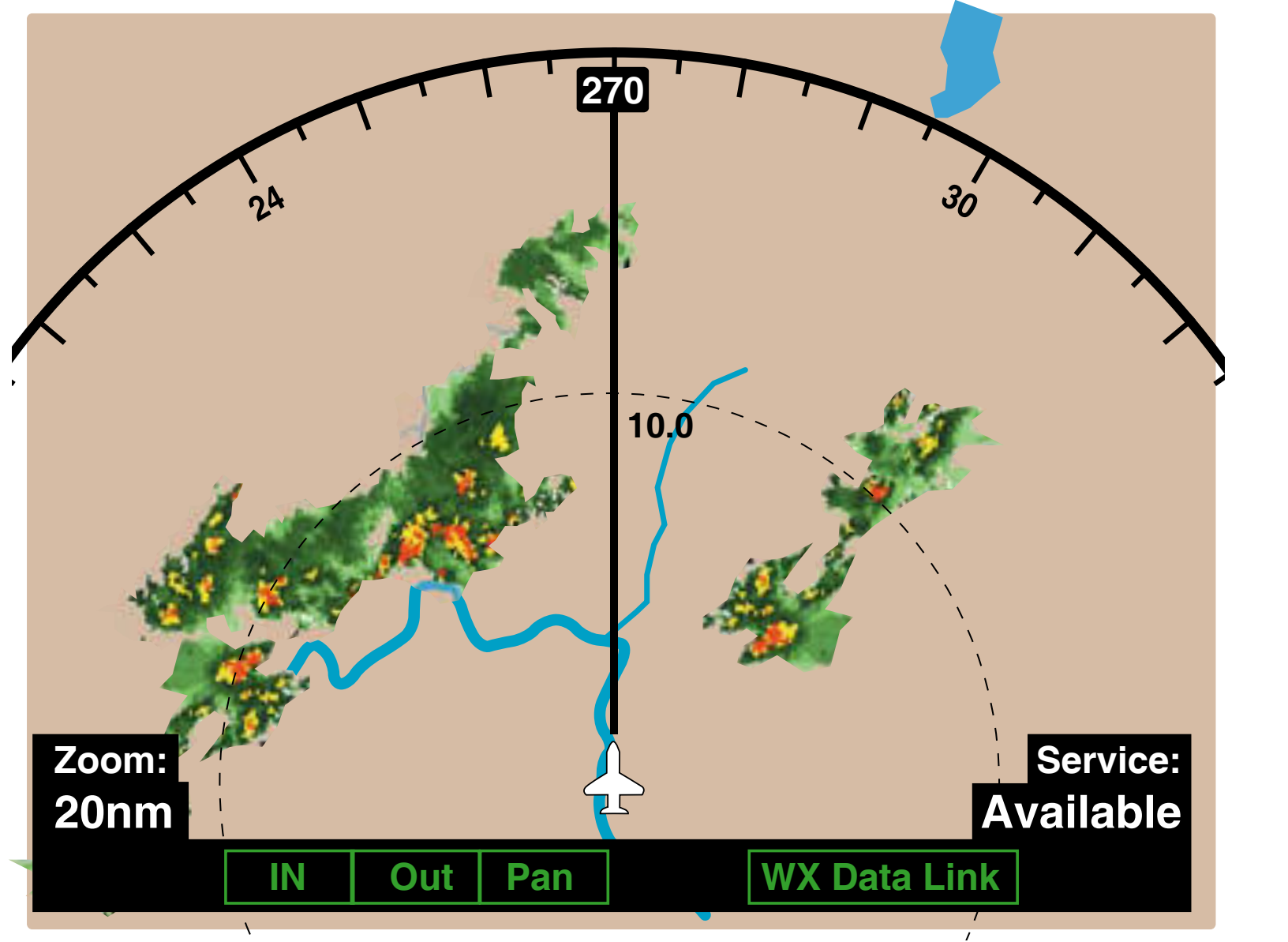 Figure 5-50. An aircraft equipped with ADS has the ability to upload and display weather.