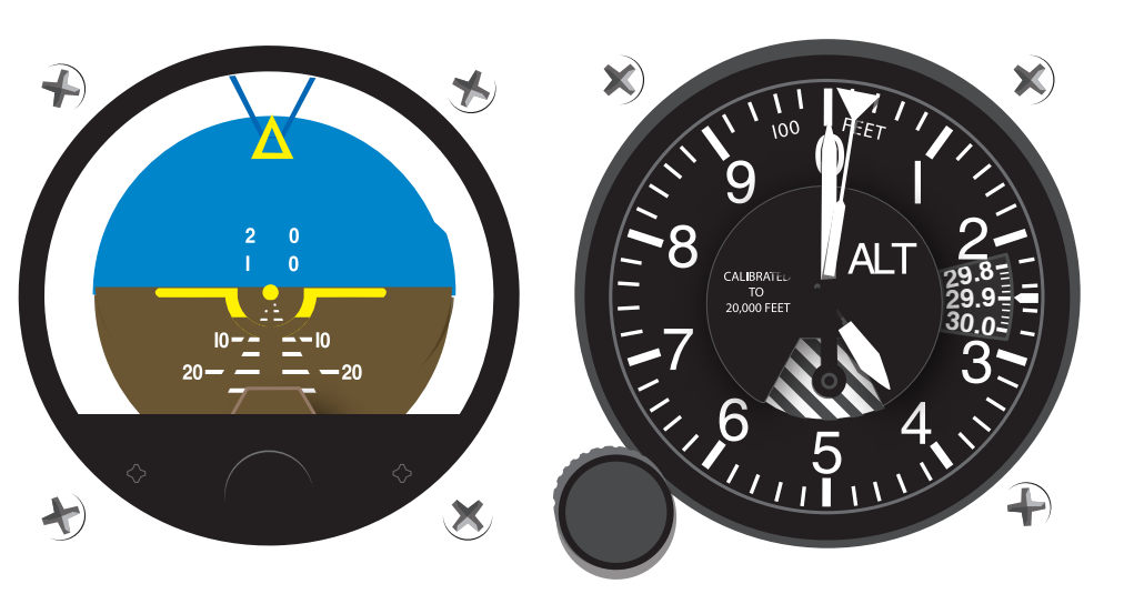 Figure 7-10. Pitch correction, less than 100 feet—one-half bar low to correct altitude error.