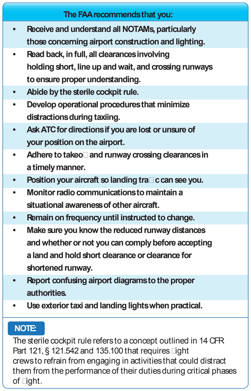 Figure 1-5. FAA recommendations for reducing runway incursions.
