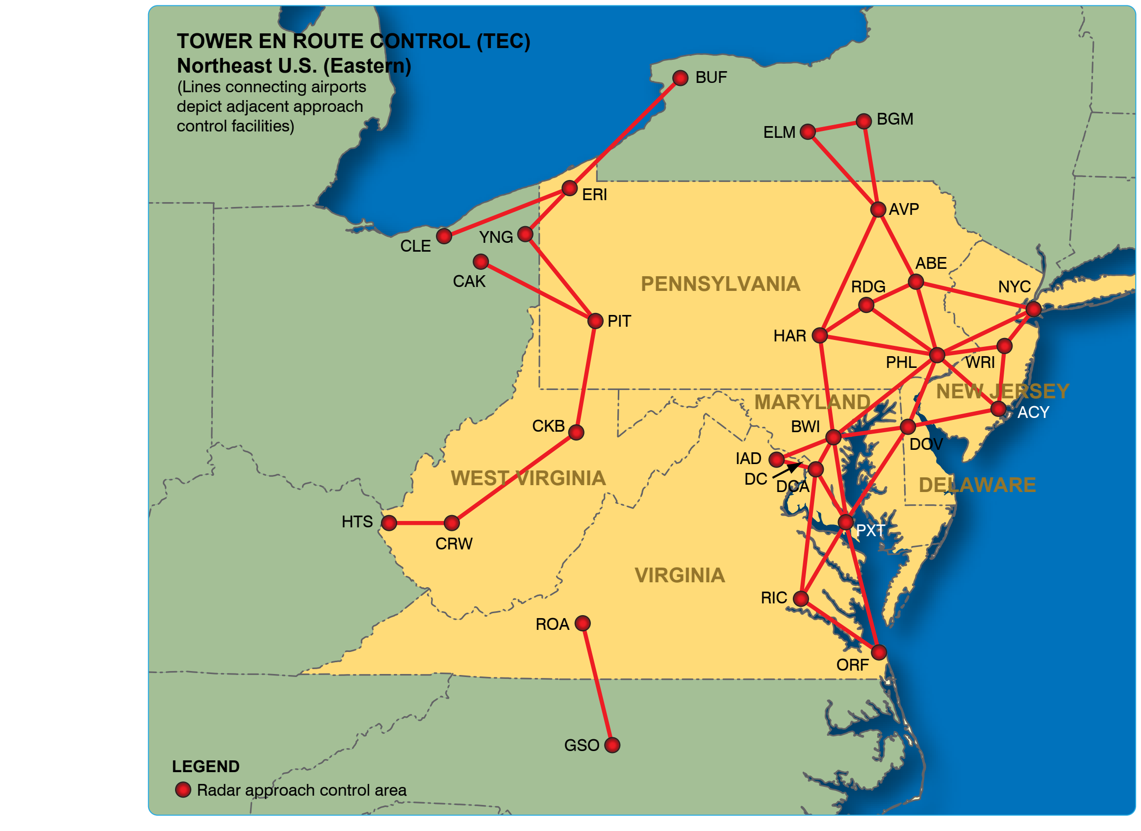 Figure 2-19. Tower En Route Control (TEC) Northeast U.S. (Eastern).