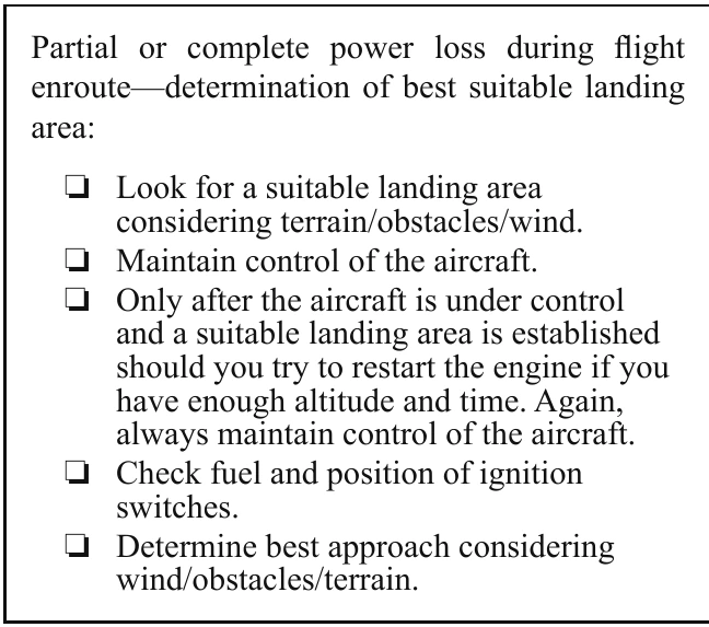Figure 11-10. Sample emergency checklist.