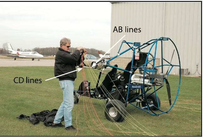 Figure 5-17. Check the suspension lines for tangles, knots, and wear.
