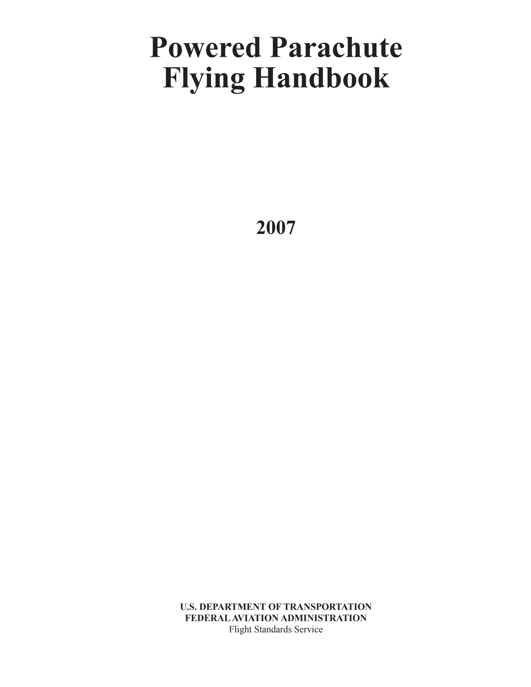 Title page of the Powered Parachute Flying Handbook, FAA-H-8083-29.