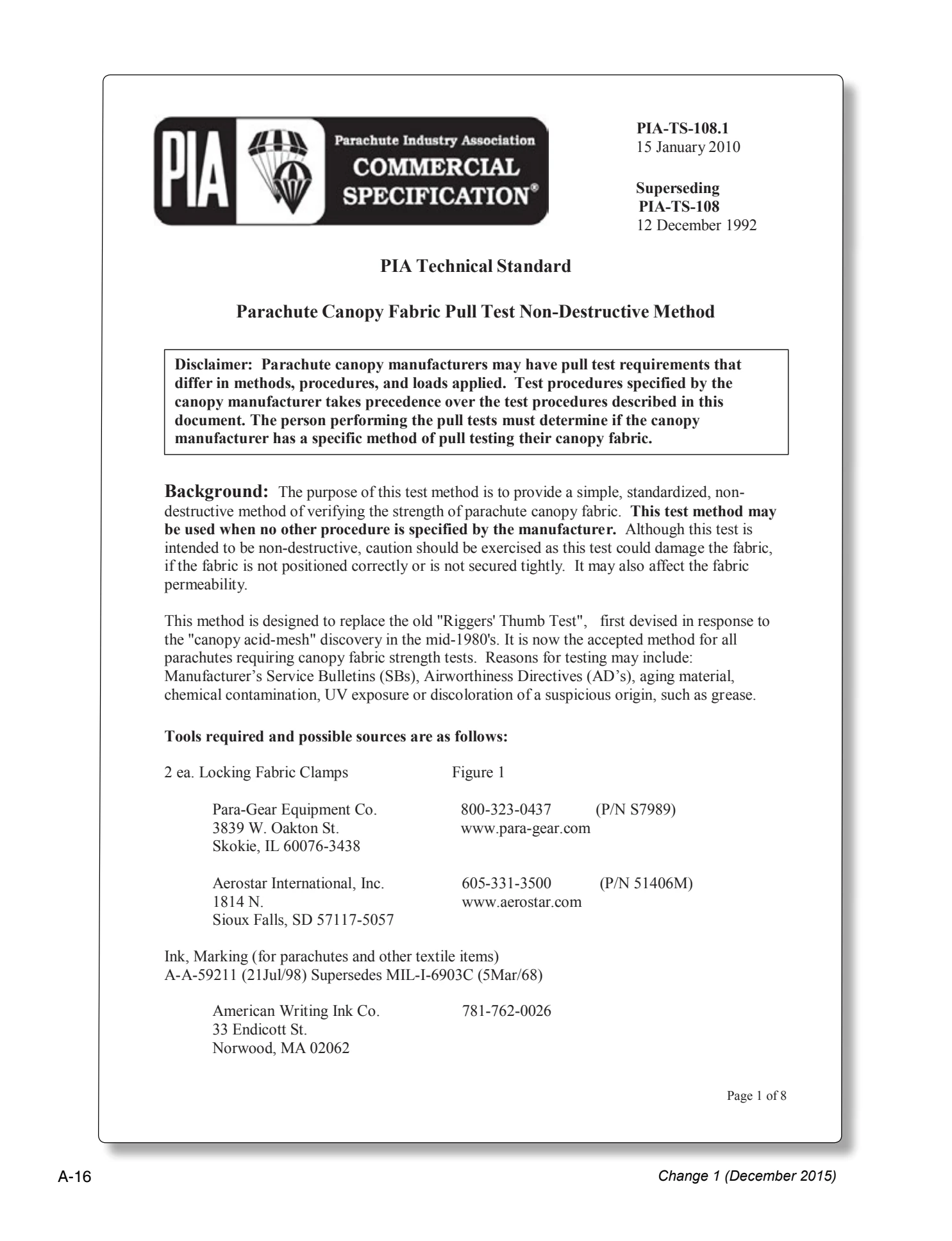 Appendix A technical document page A-16.