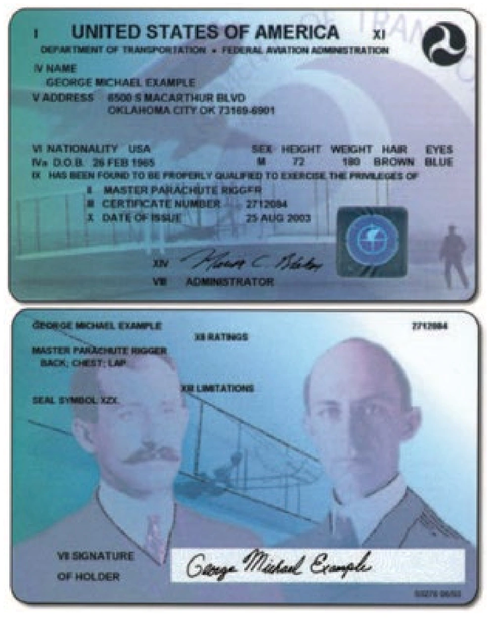 Figure 1-1. Airman's Certificate—Master Parachute Rigger.