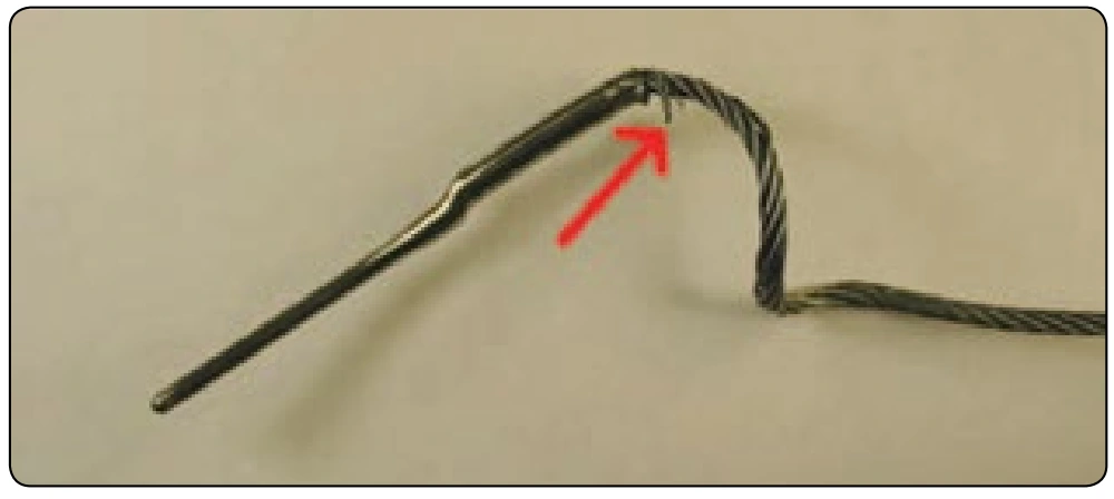 Figure 2-60. Ripcord cable pigtail with broken strand.