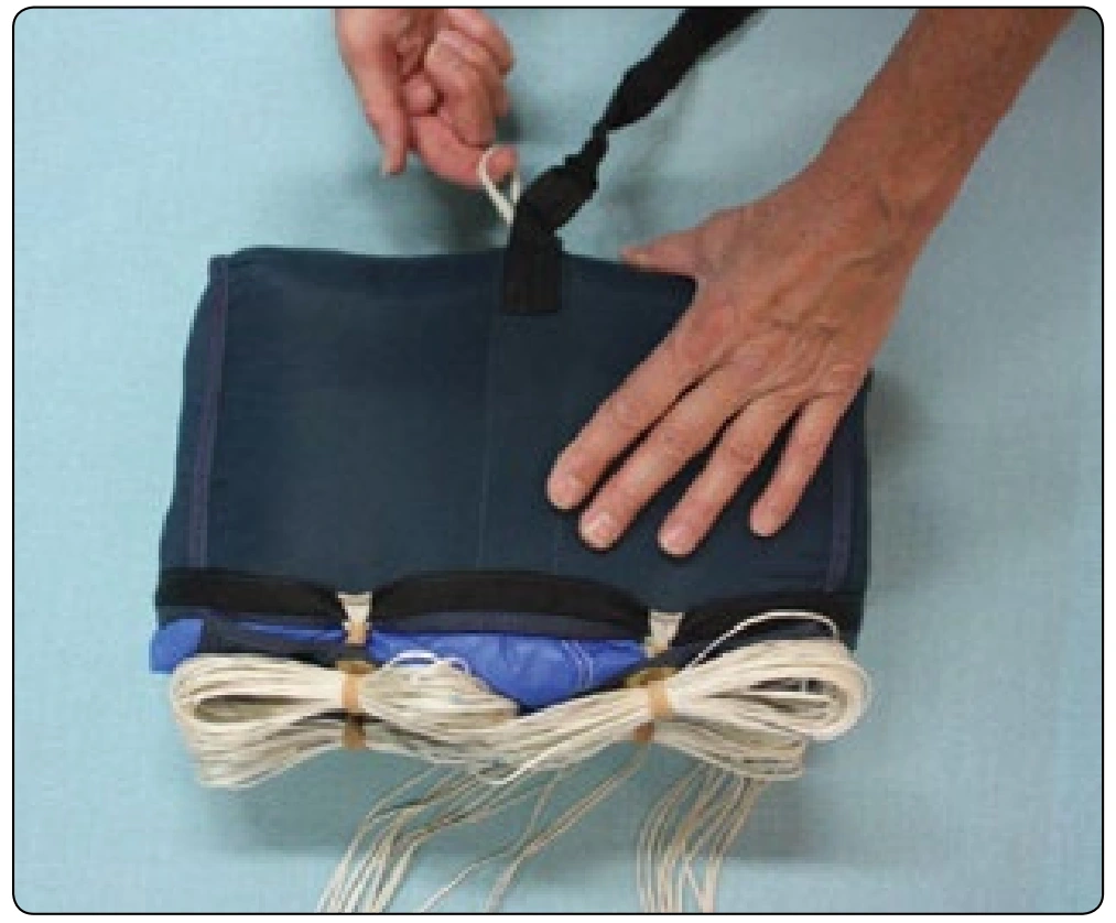 Figure 4-33. Pull pilot chute kill line from bottom of bag.