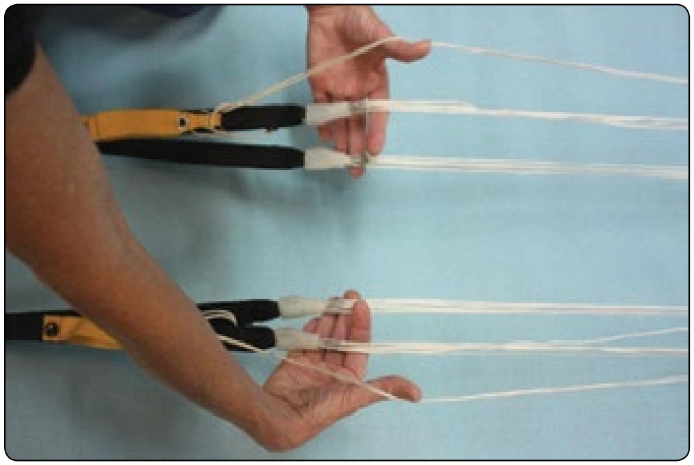 Figure 4-5. Set the brakes and walk up the lines pushing the slider ahead of you. This is also known as “Doing a 4-line.”