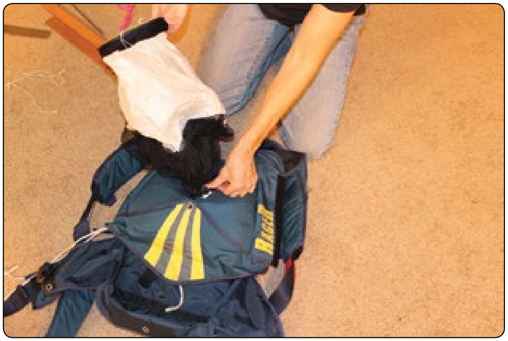 Figure 5-156. Place pilot chute in depression formed in the center of the pack.