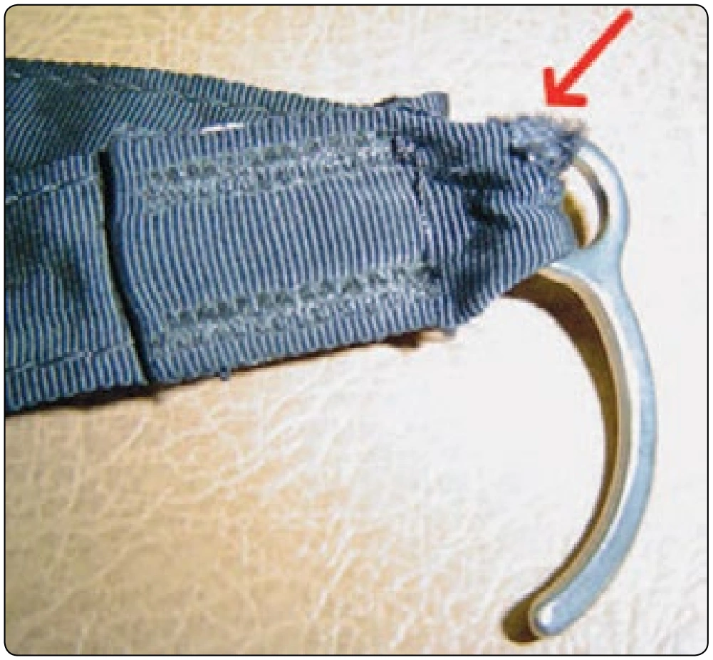 Figure 5-28. TOP bridle with worn pin tape.