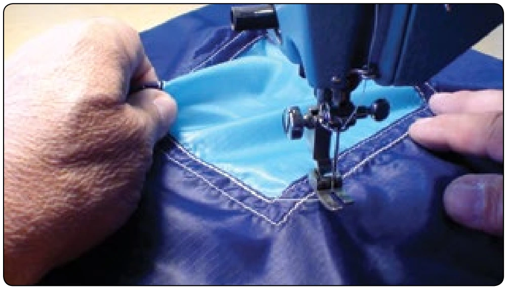 Figure 7-33. Always grab the work by the threads and remove directly to the rear when removing it from the machine to avoid bunching.