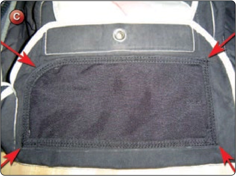 Bottom of Container (BOC) Pocket Replacement, procedure photograph 3 (source page 7-49).