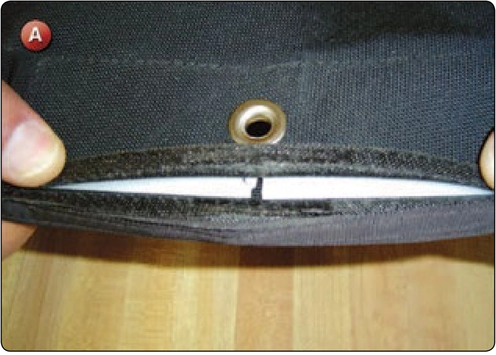 Container Plastic Stiffener Replacement, procedure photograph 1 (source page 7-45).