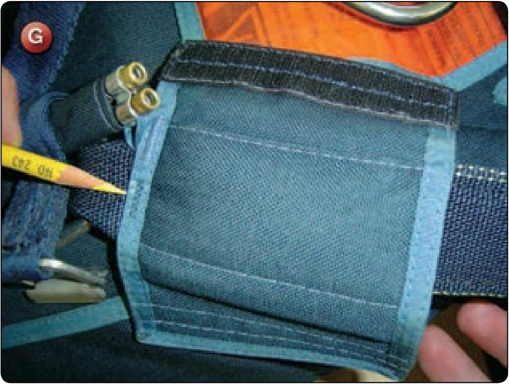 Leg Pad Resizing, procedure photograph 5 (source page 7-75).