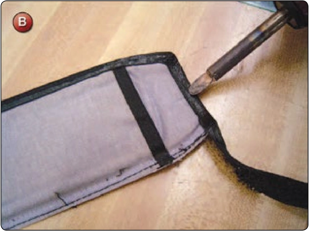 Leg Pad Resizing, procedure photograph 7 (source page 7-76).