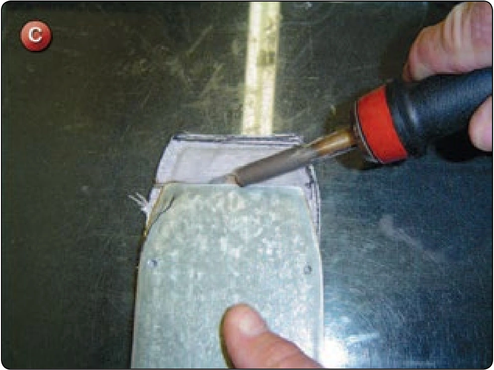 Leg Pad Resizing, procedure photograph 8 (source page 7-76).