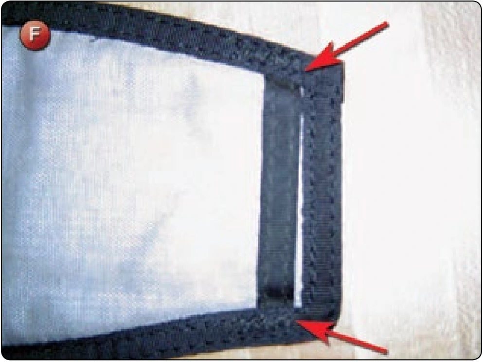Leg Pad Resizing, procedure photograph 11 (source page 7-76).