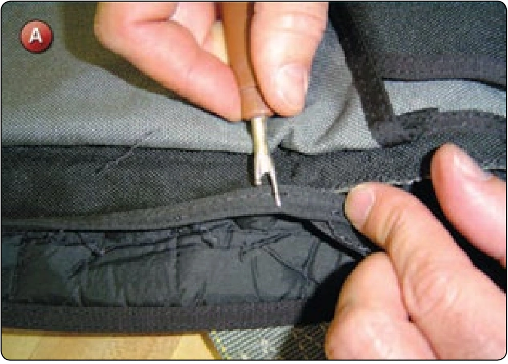 Main Container Side Flap Replacement, procedure photograph 1 (source page 7-47).