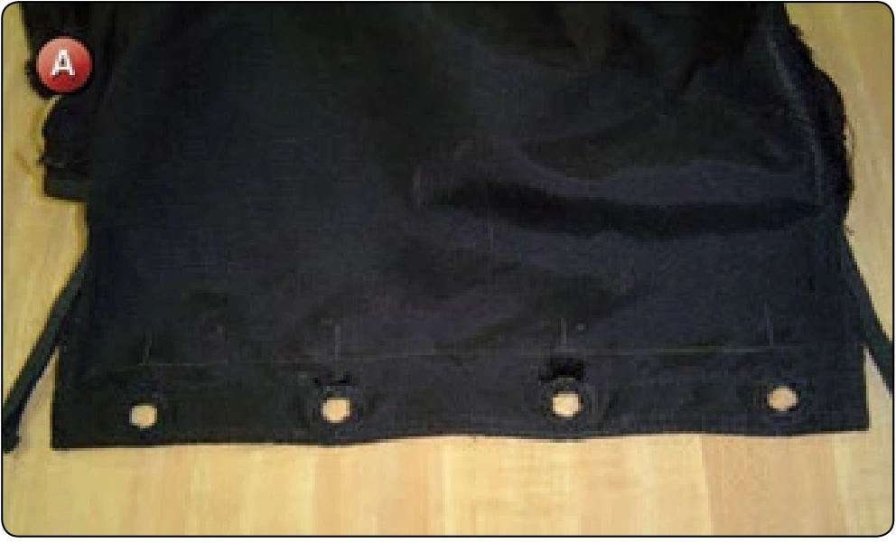 Main Deployment Bag Repair—Closing Flap Grommet Pullout, procedure photograph 1 (source page 7-72).