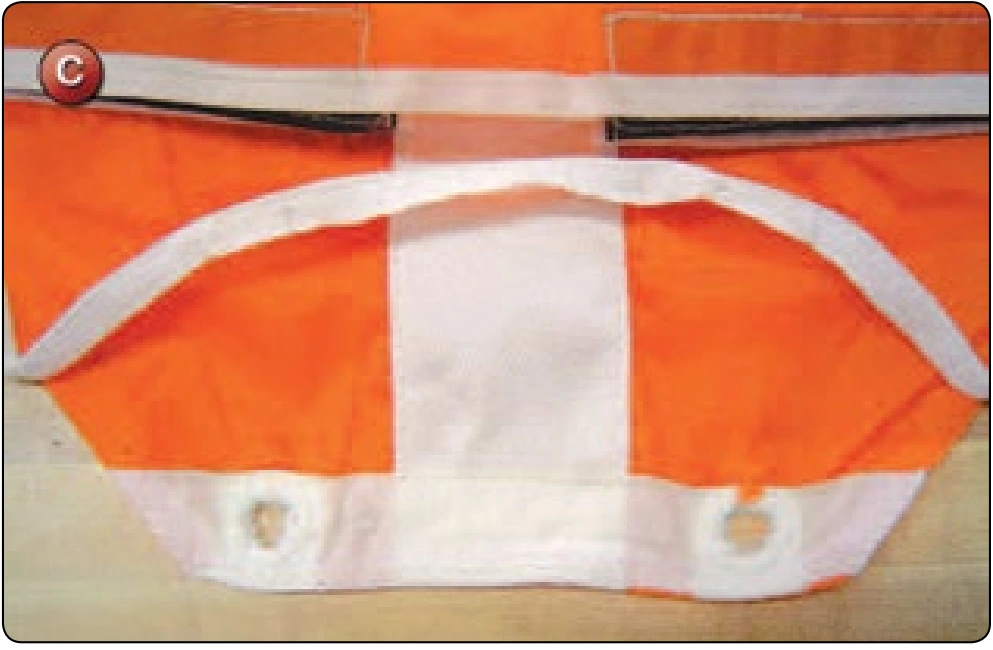 Reserve Free Bag Repair—Grommet Pullout, procedure photograph 3 (source page 7-67).