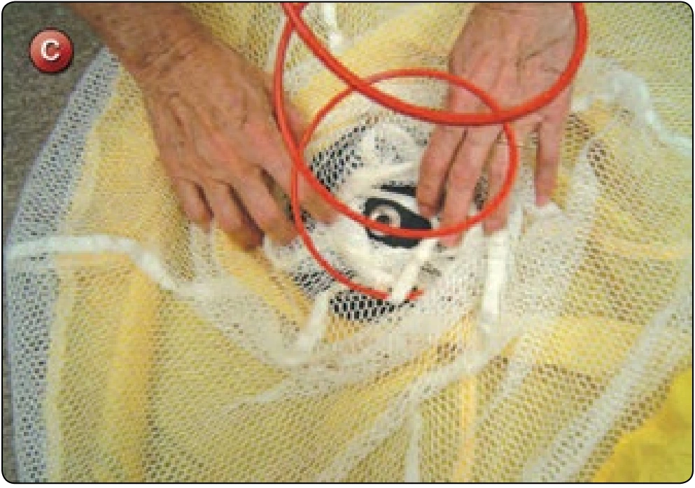 Reserve Pilot Chute Repair—Mesh, Tackings, and Bad Grommet, procedure photograph 3 (source page 7-66).