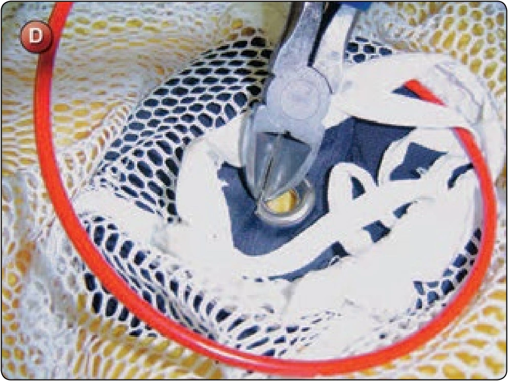 Reserve Pilot Chute Repair—Mesh, Tackings, and Bad Grommet, procedure photograph 4 (source page 7-66).