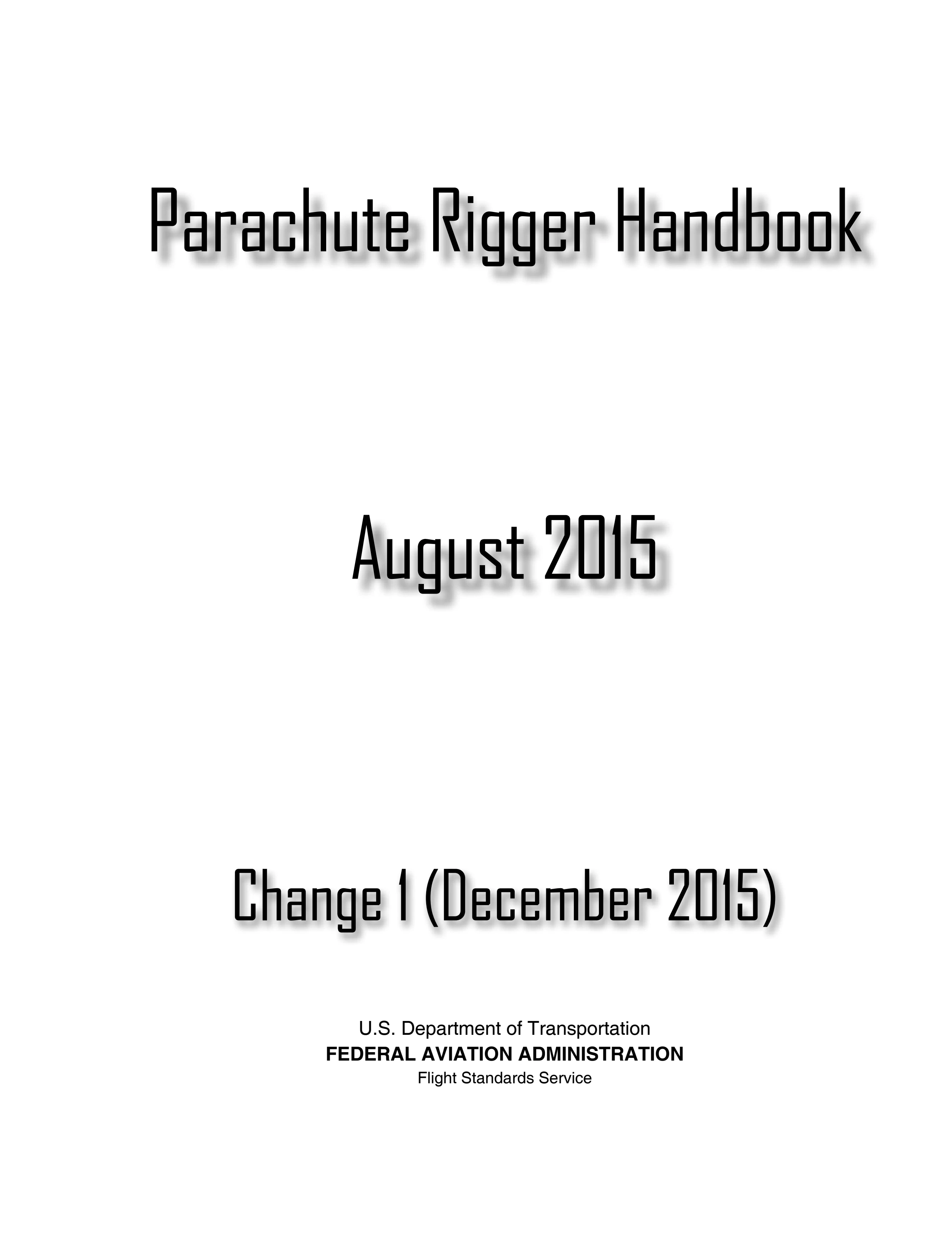 Parachute Rigger Handbook title page.