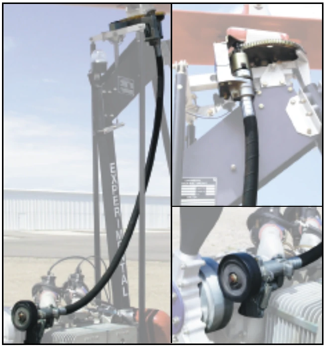 Figure 18-3. The mechanical prerotator used by many gyroplanes uses a friction drive at the propeller hub, and a flexible cable that runs from the propeller hub to the rotor mast. When engaged, the bendix spins the ring gear located on the rotor hub.