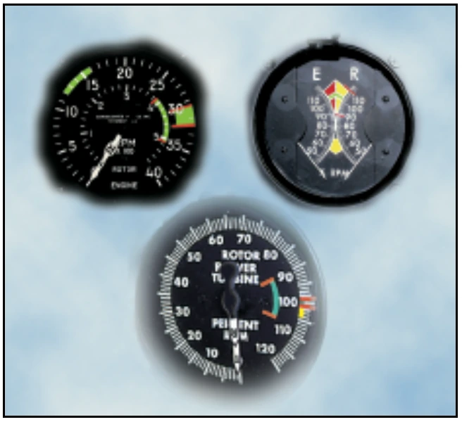 Figure 5-3. There are various types of dual-needle tachometers, however, when the needles are superimposed or married, the ratio of the engine r.p.m. is the same as the gear reduction ratio.