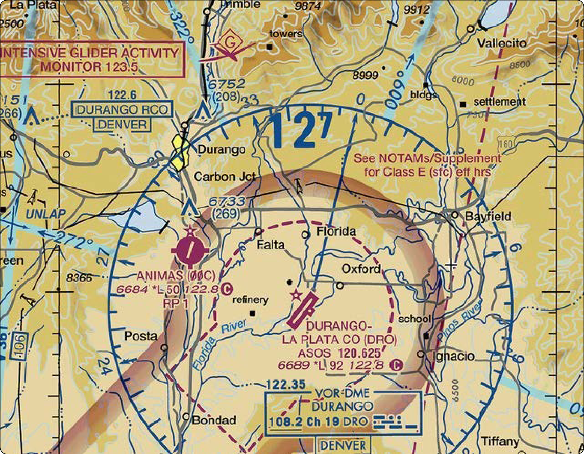 Figure 3-8. Aeronautical chart excerpt showing Durango, CO.