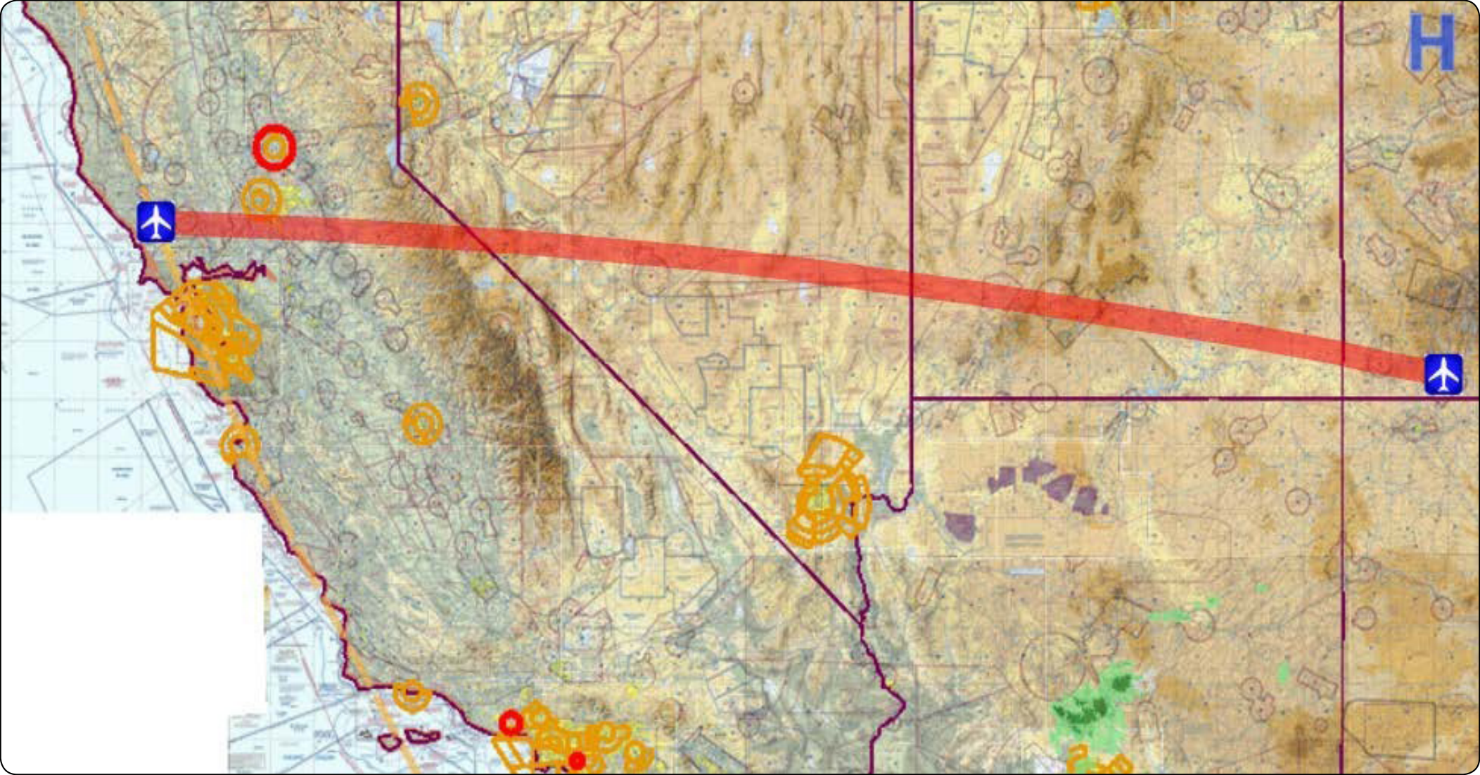 Figure 3-9. The direct route from Durango to Santa Rosa.