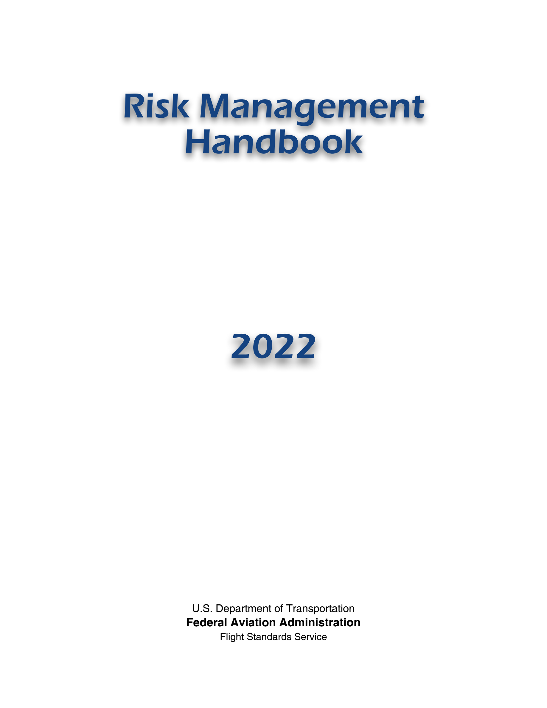 Title page of the Risk Management Handbook, FAA-H-8083-2A.
