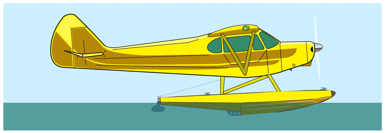 Figure 4-5. Idling position. The engine is at idle r.p.m., the seaplane moves slowly, the attitude is nearly level, and buoyancy supports the seaplane.