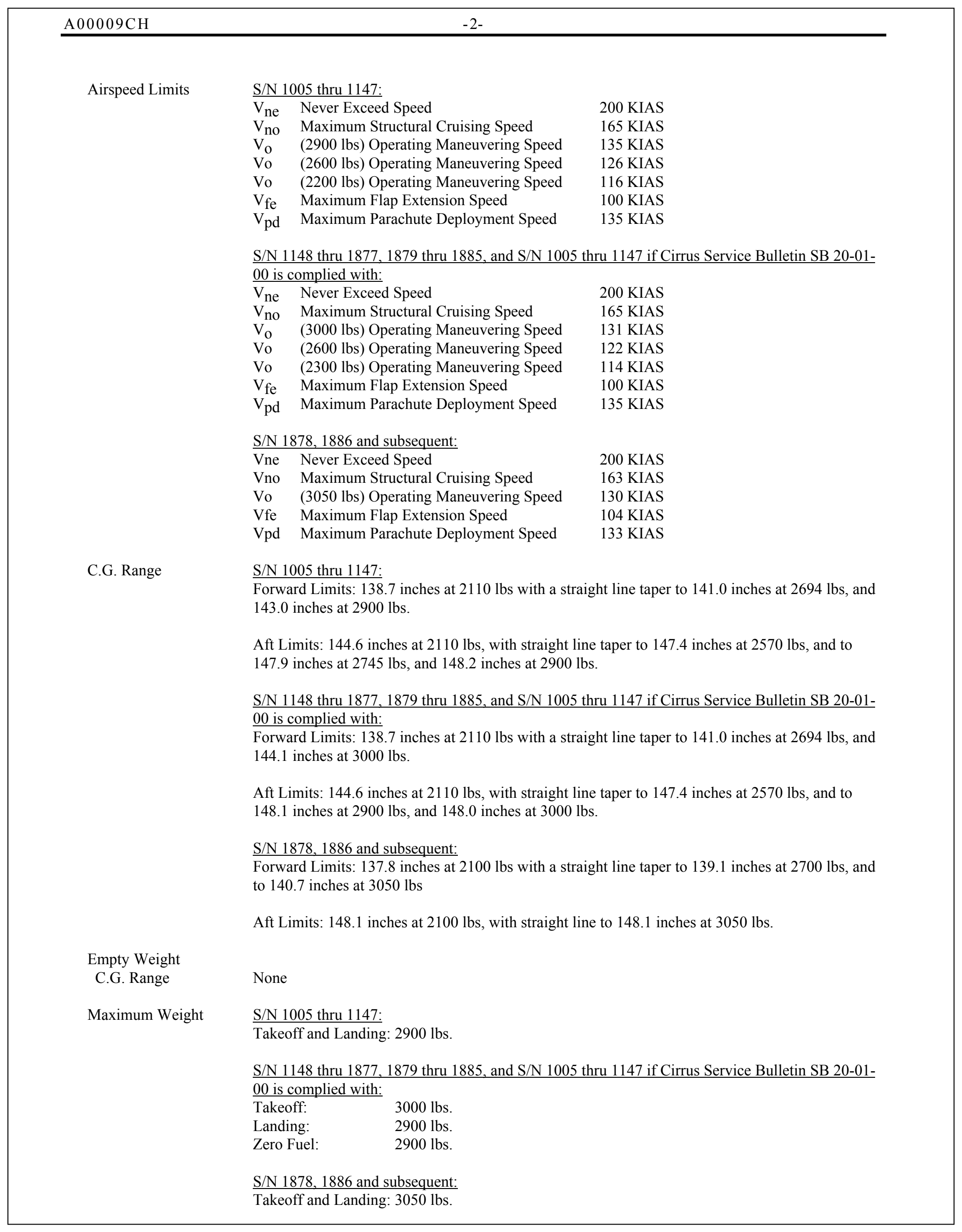 Figure 2-15. Sample excerpt from TCDS A00009CH (continued).