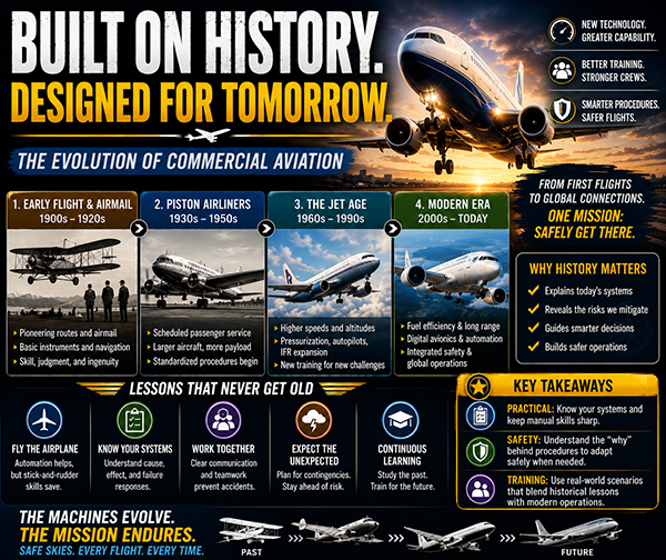 Commercial Aviation: Evolution and Operational Lessons